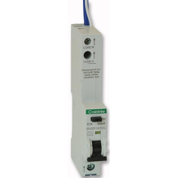 CRABTREE - Loadstar 16A 30mA Single Pole Type C RCBO, 10kA
