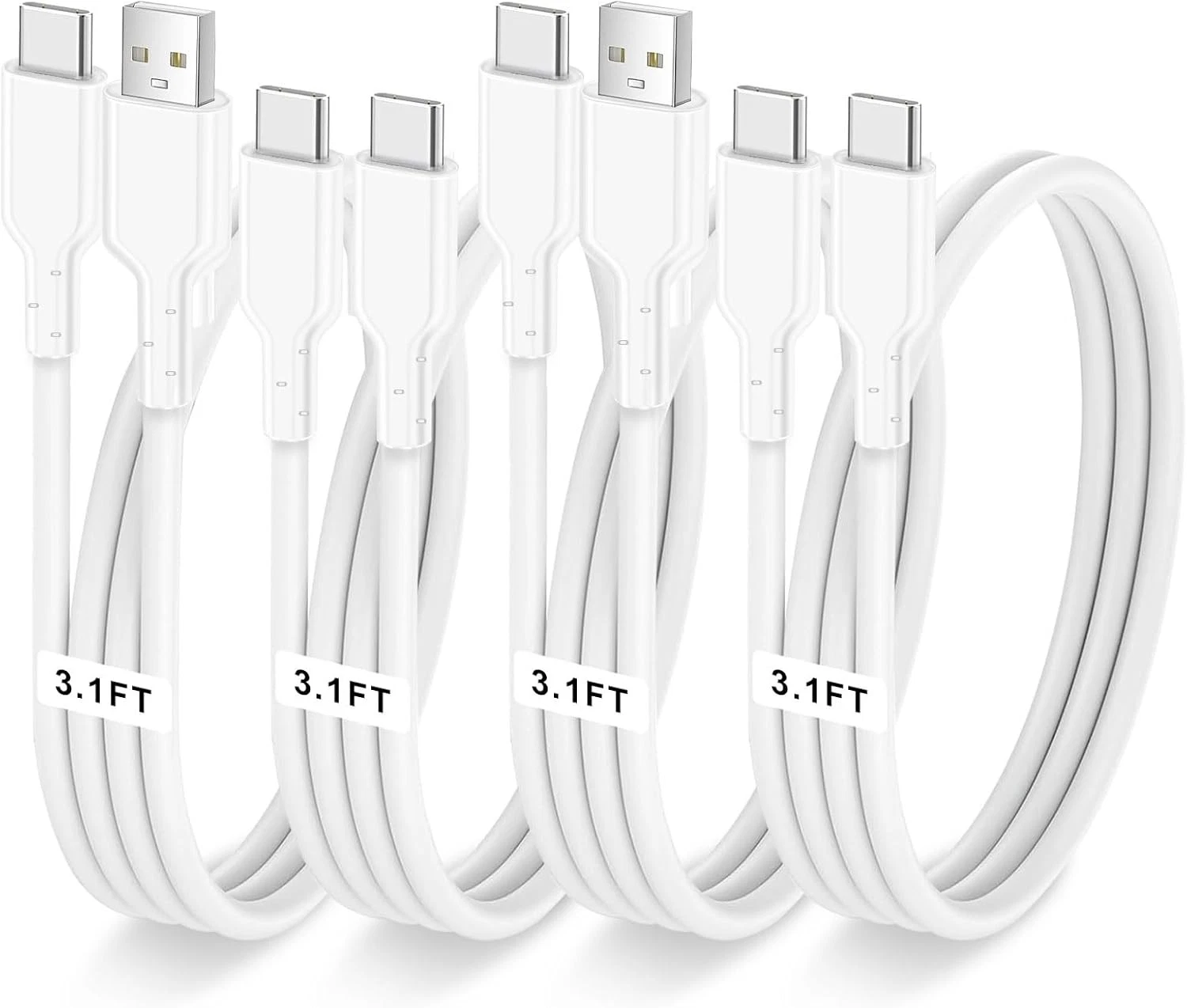 CRAFT- 4 Pack Charging Cable 60W 3.1Ft(2 Usb To C And 2 White - Walmart.com