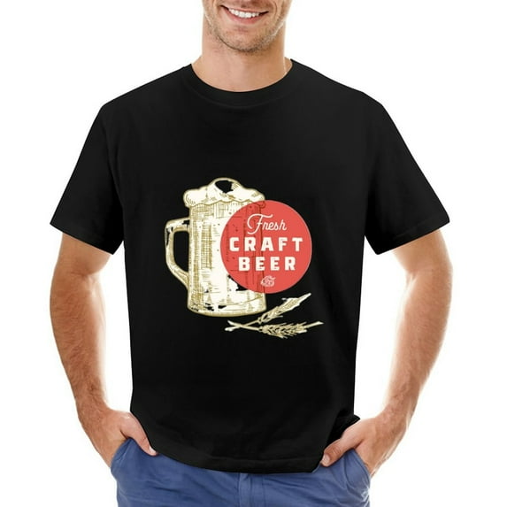 CRAFT BEER Men’s T-Shirt 100% Cotton Casual Short Sleeve Tops Gift Tee Black XS