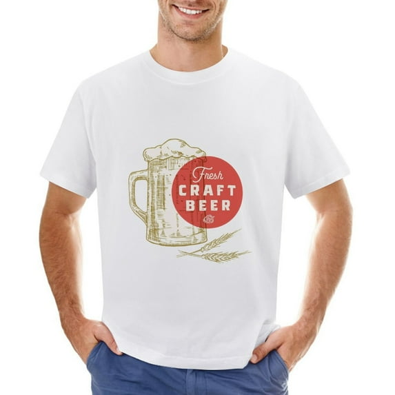 CRAFT BEER Vintage T-shirt Mens Cotton Classic Crewneck Short Sleeve Tees Unisex White 3XL