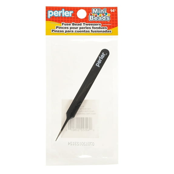 CRAFT COUNTY Fused Bead Tweezers Great for Placing Mini Beads on Pegboard Metal Tweezers & Silver Pointed Tips Perler Great for DIY Crafting Bead Bracelets, Necklace, Décor ( 1 Unit)