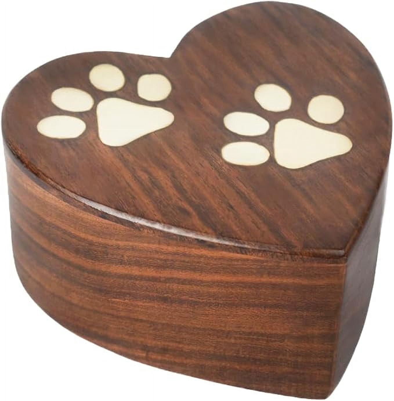 CRAFT INDIA Wooden Funeral Cremation Urns for Pets | Hand-Made Heart-Shaped Mini Memorial Keepsake
