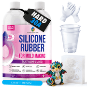 CRAFT RESIN Silicone Mold Making Kit 34 Oz/2.2 lbs   Platinum Liquid Silicone Rubber for Resin Casting, 11 Mix Ratio, Shore 30A, Bubble-Free Silicone Kit for Molds, Soap & Candle Molding