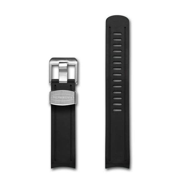 CRAFTER BLUE CB02 Curved End Watch Band Rubber Strap Replacement for Seiko Sumo SPB101J1,SPB125J1 etc - Black