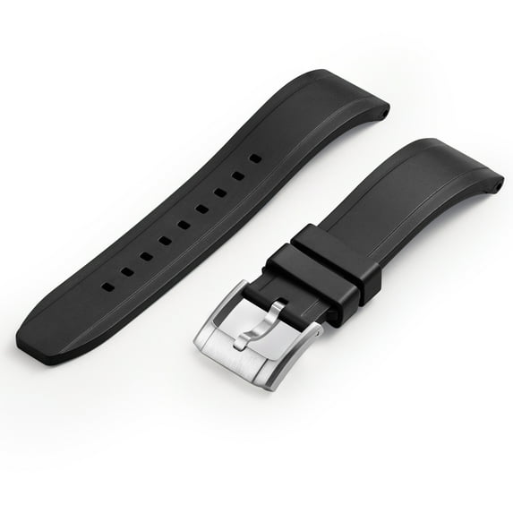 CRAFTER BLUE UX03 Straight End Watch Band Rubber Strap Replacement for All 22mm Width Lug Watches, Black