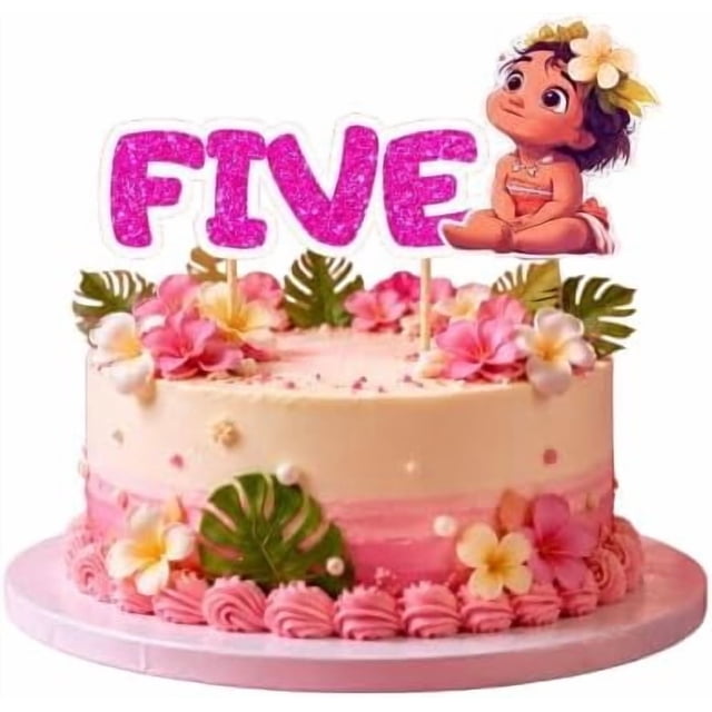 Pink Card Labels CRAFTER KING 5th Birthday Tropical Princess FIVE Cake Topper | Pink ...