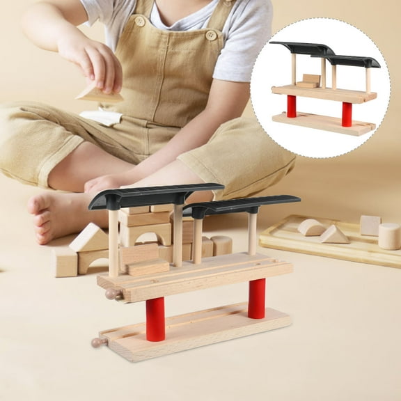 CRAFTHROU 1 Set Train Toy Set Wooden Railway Station Platform for Kids Creativity Development