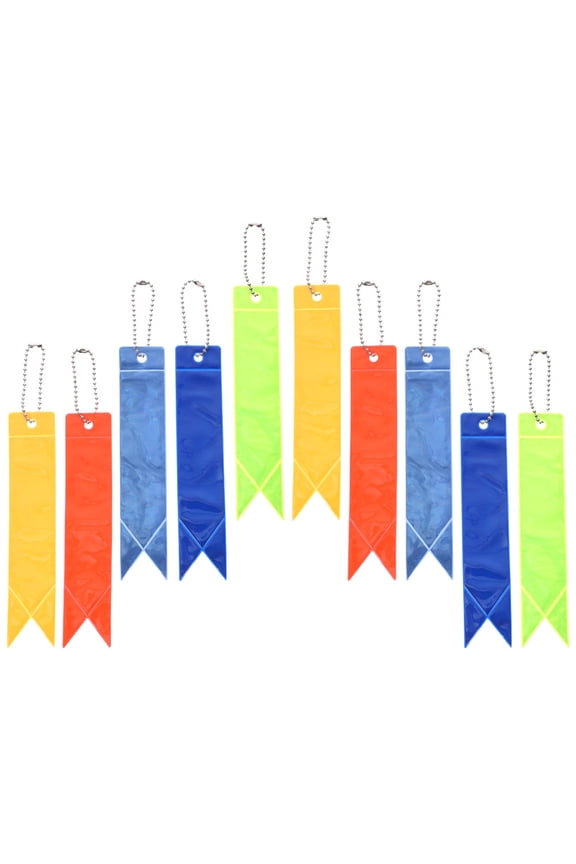 10-Pack Fluorescent Yellow Reflective Hiking Keychains, Outdoor Safety Accessories 59x12x4mm