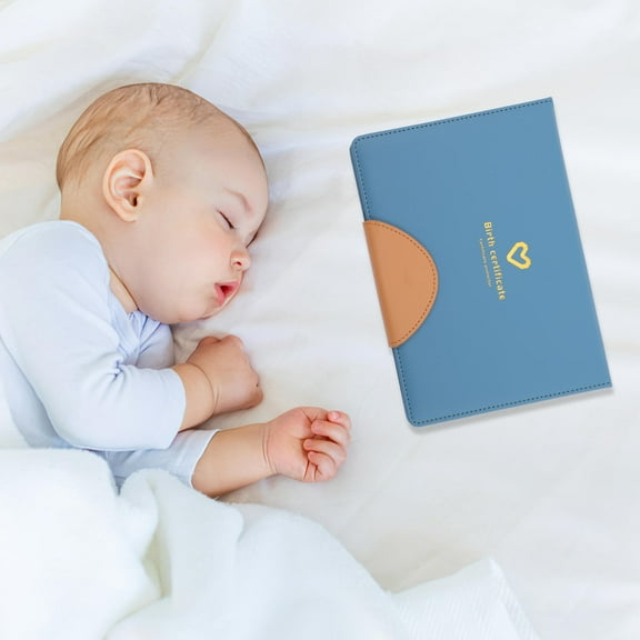 CRAFTHROU 1Pack Blue Birth Certificate Case for Baby Documents Protection