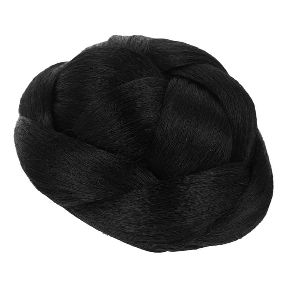 CRAFTHROU 1Pack Braid Artificial Hair Chignon Bun Claw In Hairpiece Extension For Women Short Hair Black Wavy Bun