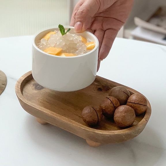 CRAFTHROU Key Storage Wooden Serving Tray Wood 1Set 7.8x4.6x1.7in