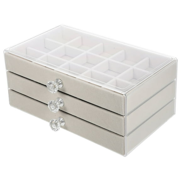 CRAFTHROU 1Pack Jewelry Storage Case 45 Grids Beige Color Plastic Material For Women Daily Use