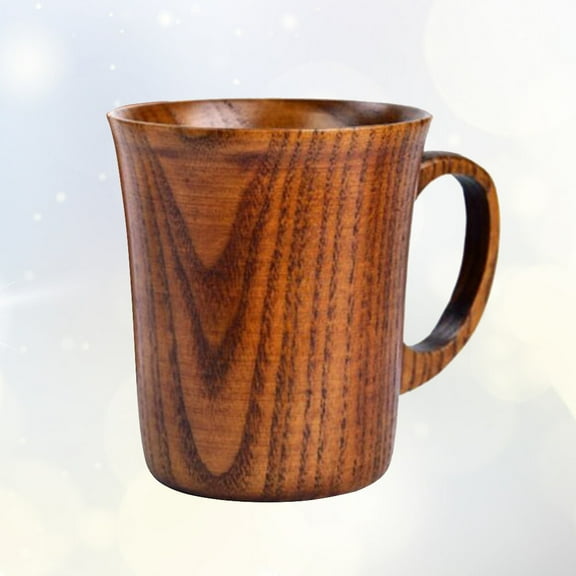 CRAFTHROU 1Pack Wooden Cup Wood Coffee Cup Brown 8.5 x 8.5 x 8.5 Cm Material for Restaurant Use