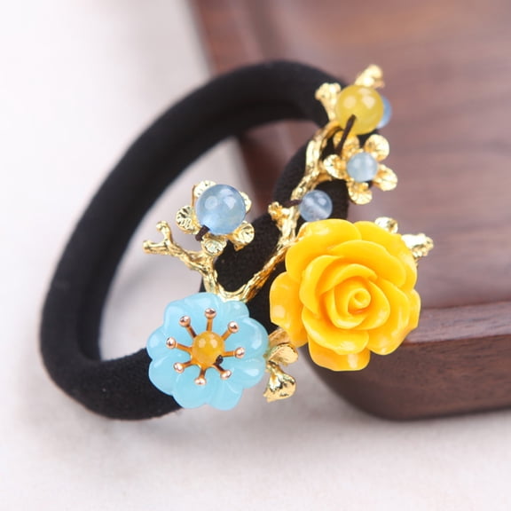 CRAFTHROU 1Pcs Copper Color Beads Hair Ring Retro Hair in Place For Ladies