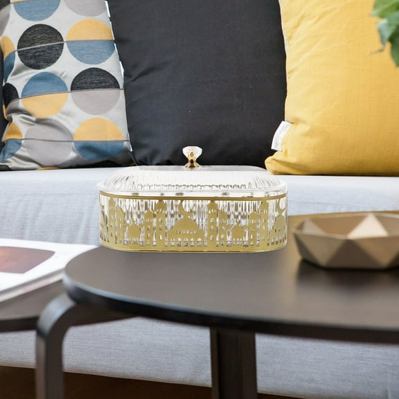 CRAFTHROU 1Pcs Golden Compartment Serving Tray With Lid For Snack Display 7.19X3.54X3.54In