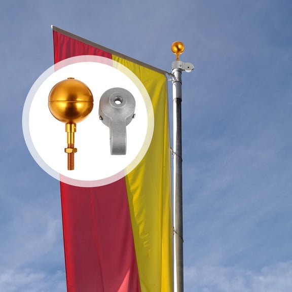 CRAFTHROU 1Set Aluminum Alloy Flagpole Cap Ball for Outdoor Use Silver 6.7x3.1x3.1in