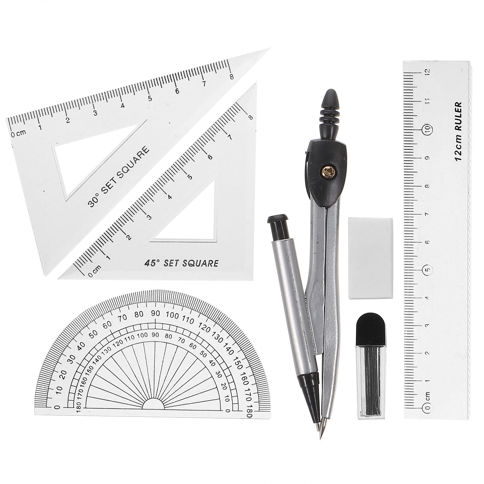 Compass Set Tool CRAFTHROU Professional Metal Compass Set for Drawing with Protractor ...