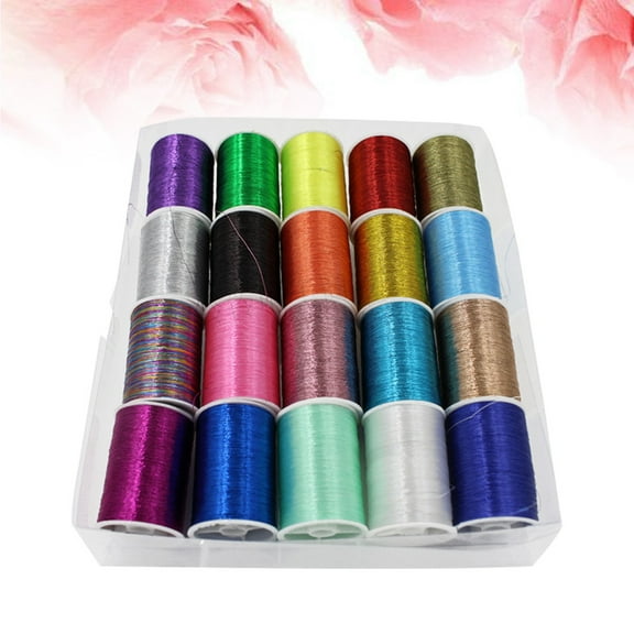 CRAFTHROU 20 Spools Metallic Thread for Crafting Set for Sewing and Embroidery Polyester
