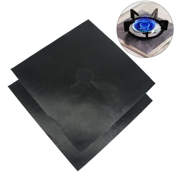 CRAFTHROU 2Pcs Black PTFE Square Oven Liners Mat for Gas Hobs Cooking 10.6 x 10.6in