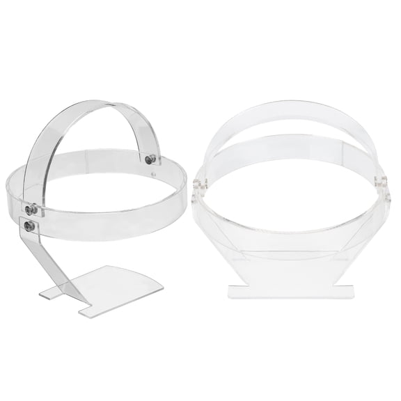 CRAFTHROU 2Pcs Clear Acrylic Hat Holder Display Stand with Rotating Base for Tabletop Baseball Cap and Wig Organizer