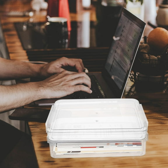 CRAFTHROU 2Pcs File Folder For Certificates Plastic File Organizer Box 13.7X9.2X2.6In