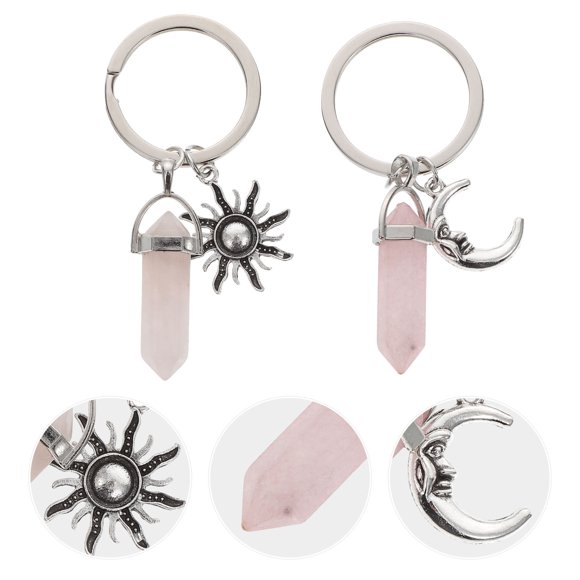 2Pcs Sun and Moon Keychain for Couples Decorative Daily Use