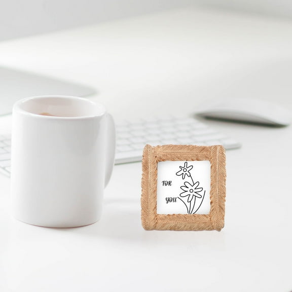 CRAFTHROU 2Pcs Tiny Frame Gold Resin Square Photo Frames for Home Office Decoration 3x3in