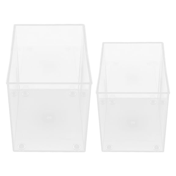 CRAFTHROU 2Pcs Transparent Plastic Betta Fish Tank for Home Office Desktop Aquarium with Open Top Design