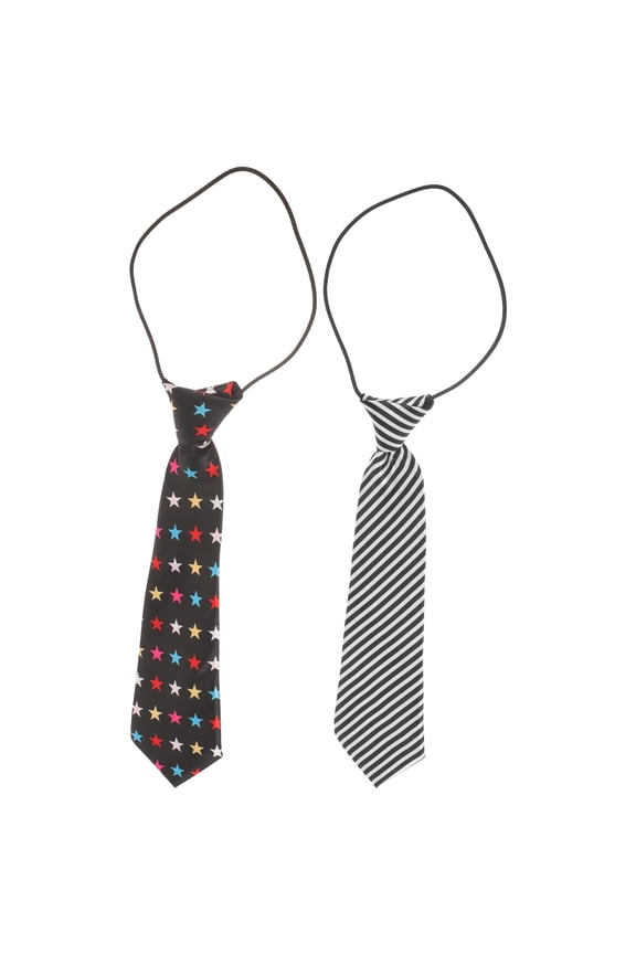 2-Pack Boys Youth Ties with Retro Pattern, Assorted Colors, 0.4x0.7in Stylish Neckwear for Kids