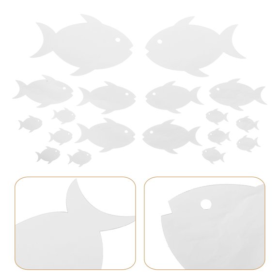 CRAFTHROU 2Sets Plated Silver Fish Mirror Wall Stickers Acrylic Decorative Nautical Coastal Home Wall Art
