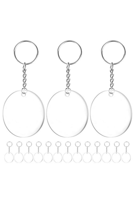 30 Sets Keychain Blanks Acrylic Blanks Round Shape for Diy Crafting Friends and Family