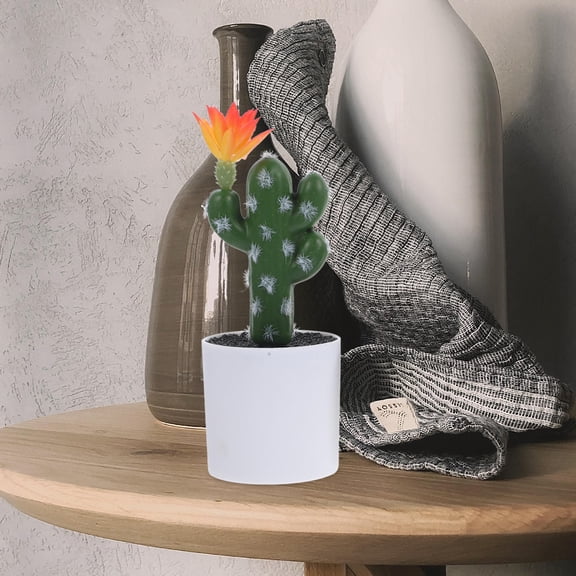 CRAFTHROU 3Pcs Multi Color Cactus Shape Plastic Artificial Cactus Bonsai Ornament for Home Decoration