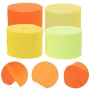 CRAFTHROU 4 Rolls Crepe Paper Streamers for Flower Crafting, Crinkle Texture in Bright Orange and Fluorescent Yellow Colors