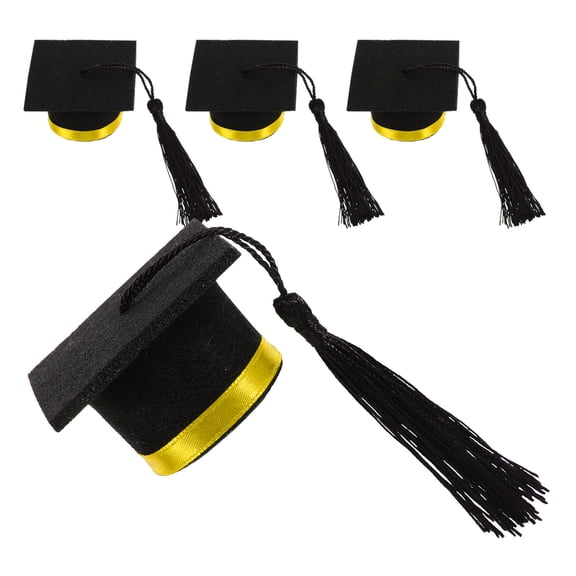CRAFTHROU 4Pcs Mini Graduation Cap with Tassel Felt Fabric for Bars Clubs Restaurants Decor