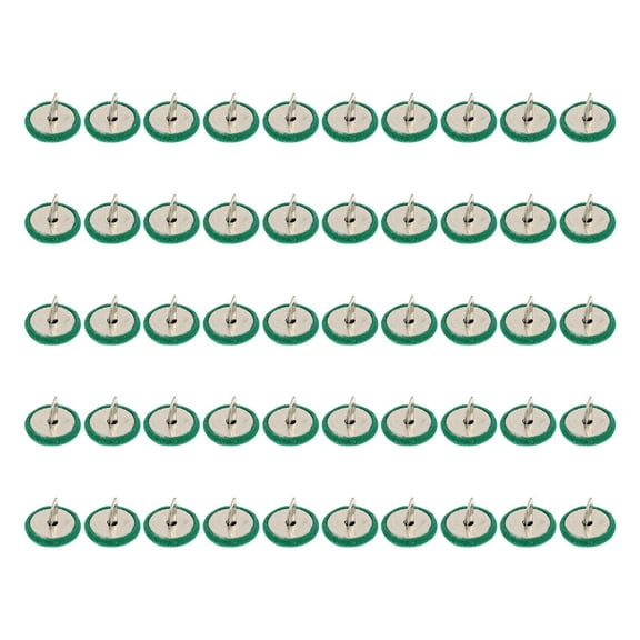 CRAFTHROU 50Pcs Green Cloth Iron Two Legged Nails Nail Decor Mini Round For Home Crafts