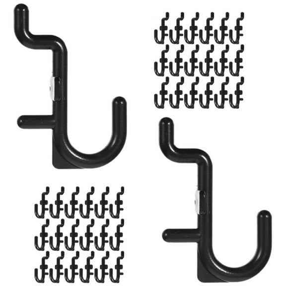 CRAFTHROU 50Pcs J-Shaped Plastic Pegboard Hooks for Garage Tool Storage Organization Black 1.97X1.38X0.20In