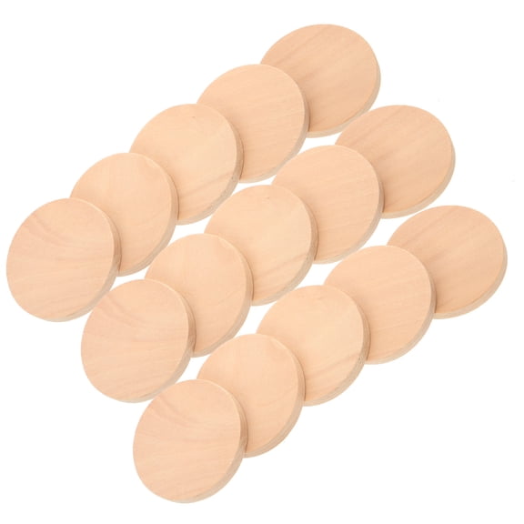CRAFTHROU 50Pcs Wood Craft Circles Wooden Cutouts for Party Decorations Families Wood Color