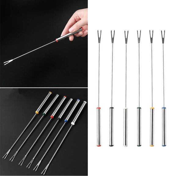 CRAFTHROU 6Pcs Barbecue Fork Stainless Steel Forks for Roasting Marshmallows Vegetables