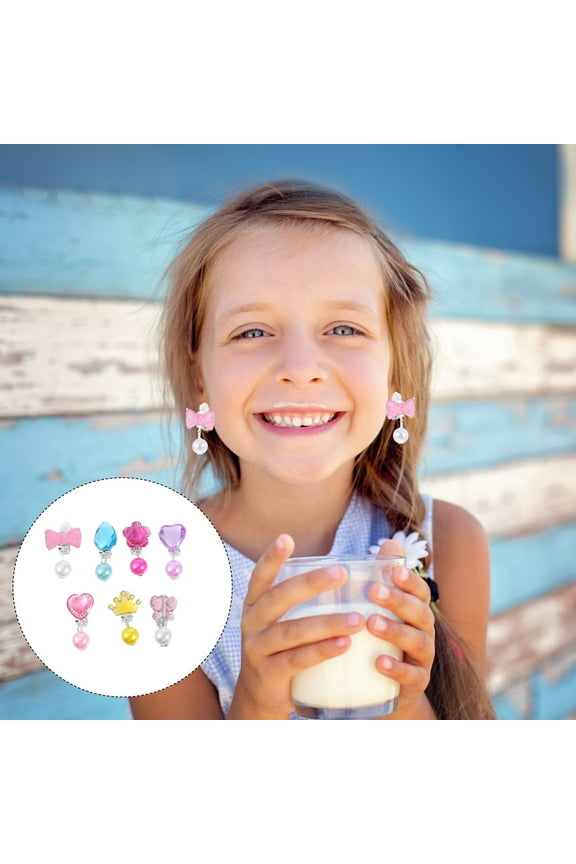 7Pairs Clip On Earrings Women Dangle Assorted Color Acrylic Metal Non Fading Durable For Stage Performances