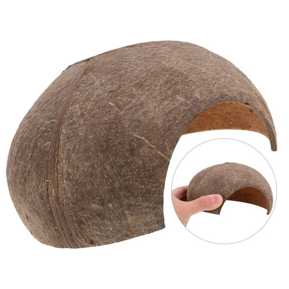 CRAFTHROU Aquarium Decoration 1Set for Reptiles and Turtles in Coffee Colored Coconut Shell