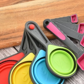 CRAFTHROU Silicone Measuring Spoons and Telescopic Cups Set, Assorted Colors for Accurate Cooking and Baking Measurements