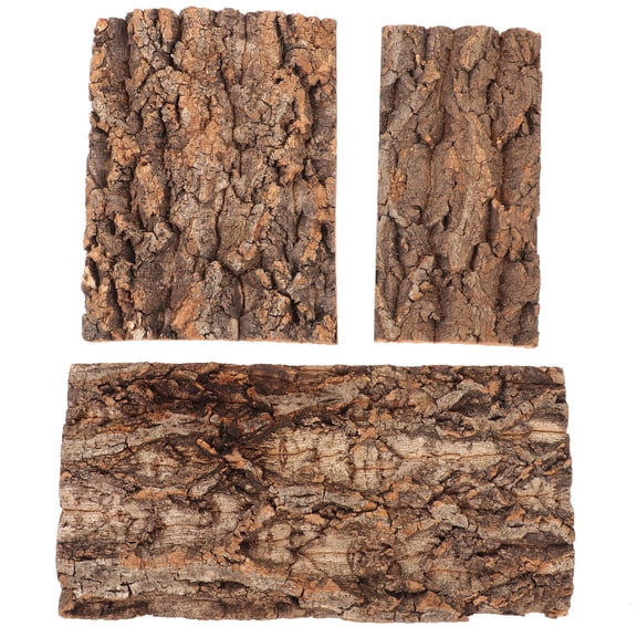 CRAFTHROU Background For Reptile Cage 3Pcs Brown Tree Bark 7.9X3.9X0.5in Rectangular