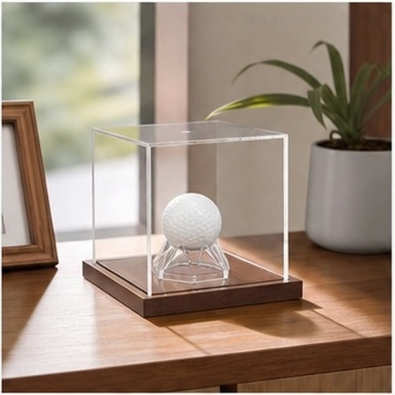 CRAFTHROU Clear Acrylic Display Box with Wood Base Dust Protection for Trophy Case Display