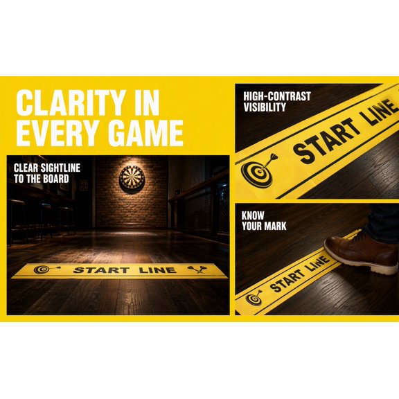 CRAFTHROU Dart Throw Line Floor Marker Sticker Pvc Self Adhesive 2pcs Yellow