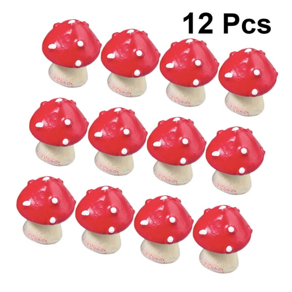CRAFTHROU Mushroom Living Room Decoration 12Pcs Red Plastic for Home and Office