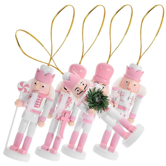 CRAFTHROU Pink Small Soldier Modeling Design Nutcracker Hanging Ornaments 5Pcs