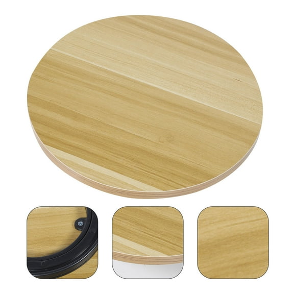 CRAFTHROU Rotating Plate Wooden Round Plate for Home Dining Table Khaki 1Pcs