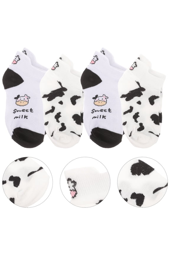 Women Cow Socks 4 Pairs Comfortable Wear For Casual Wear