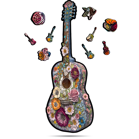 CRAFTHUB Guitar Wooden Puzzle for Adults - Wooden Jigsaw Puzzle for Ages 13+, Size: 10"x11"