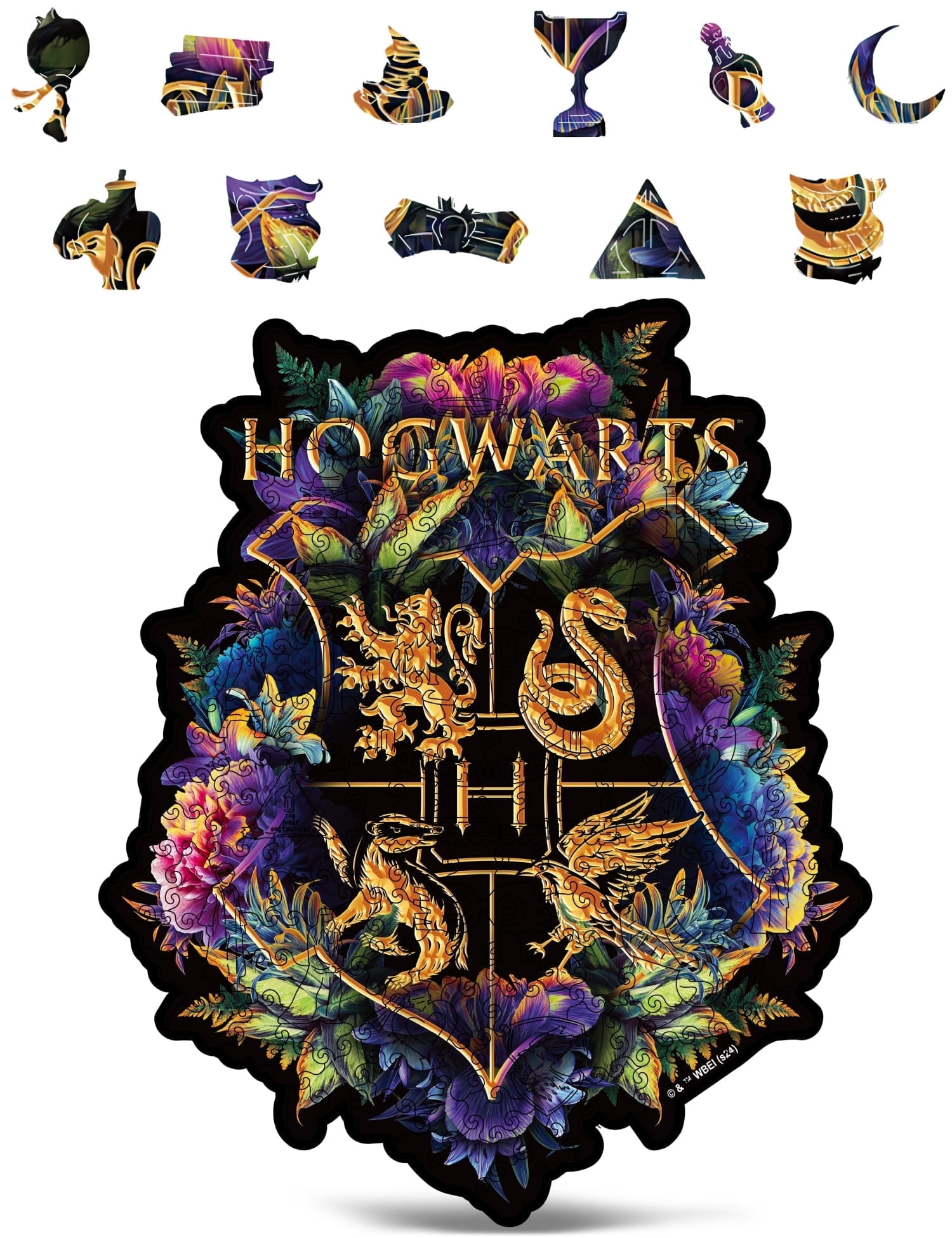 CRAFTHUB Harry Potter Puzzle - Hogwarts Crest - Fine Oddities Wooden Jigsaw Puzzle for Adults and Kids - Harry Potter Gifts - A3, 141 Pieces